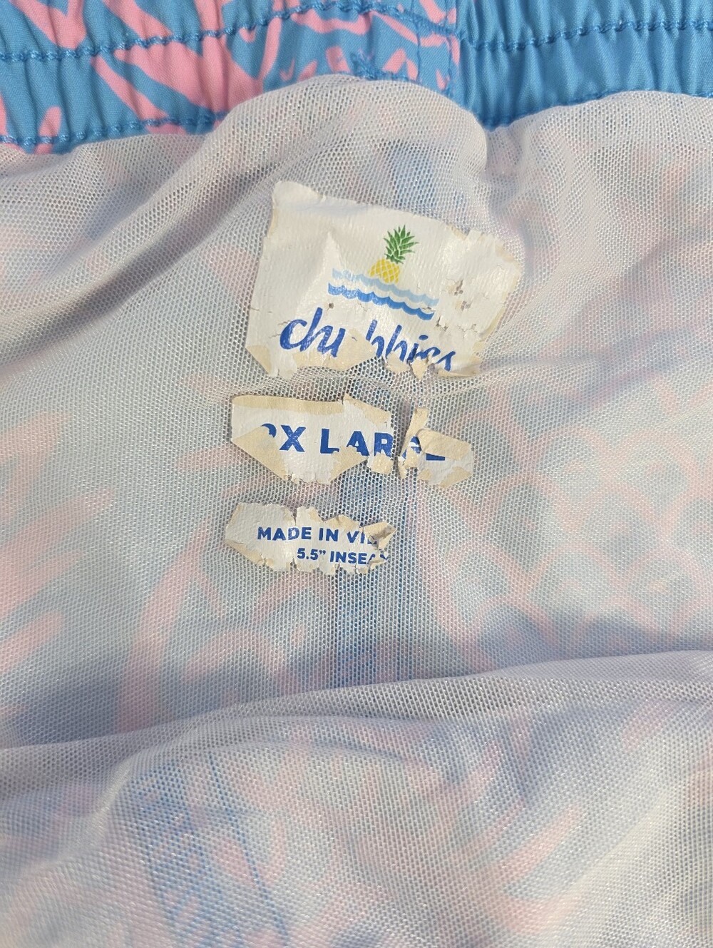 Chubbies Swim Trunks XXL 5.5" Inseam Pineapple Print Blue Pink - Picture 9 of 9
